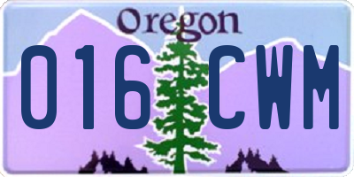 OR license plate 016CWM