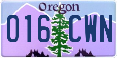 OR license plate 016CWN
