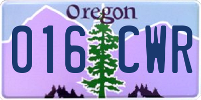 OR license plate 016CWR