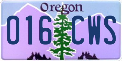 OR license plate 016CWS