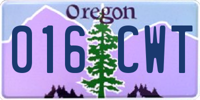 OR license plate 016CWT