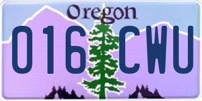 OR license plate 016CWU