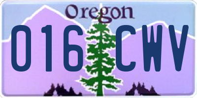 OR license plate 016CWV