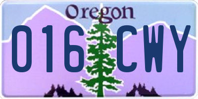 OR license plate 016CWY