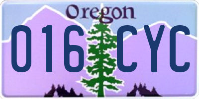 OR license plate 016CYC
