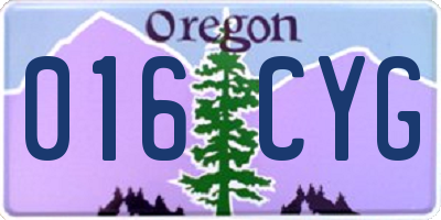 OR license plate 016CYG