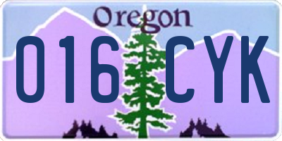 OR license plate 016CYK