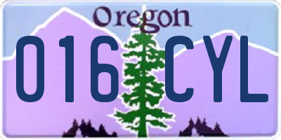 OR license plate 016CYL