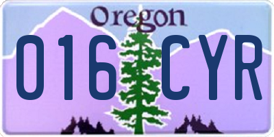 OR license plate 016CYR