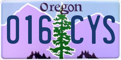 OR license plate 016CYS