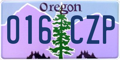OR license plate 016CZP