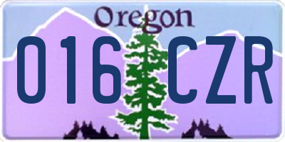 OR license plate 016CZR