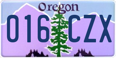OR license plate 016CZX