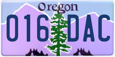 OR license plate 016DAC