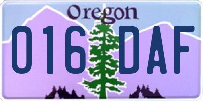 OR license plate 016DAF