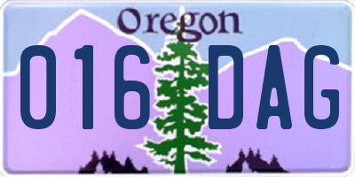 OR license plate 016DAG