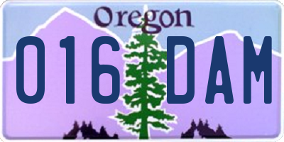 OR license plate 016DAM