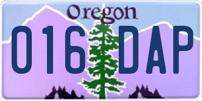 OR license plate 016DAP