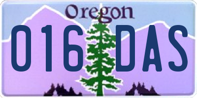 OR license plate 016DAS