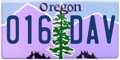OR license plate 016DAV