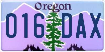 OR license plate 016DAX