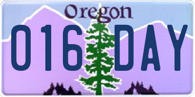 OR license plate 016DAY