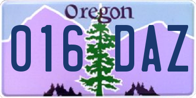 OR license plate 016DAZ