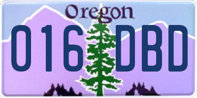 OR license plate 016DBD