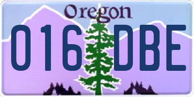 OR license plate 016DBE