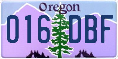 OR license plate 016DBF