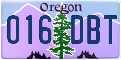 OR license plate 016DBT