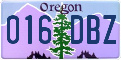 OR license plate 016DBZ
