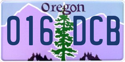 OR license plate 016DCB