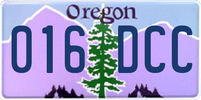 OR license plate 016DCC