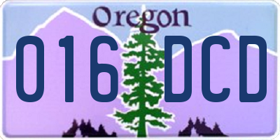 OR license plate 016DCD
