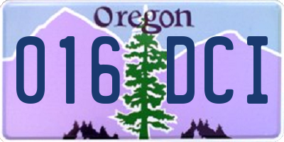 OR license plate 016DCI