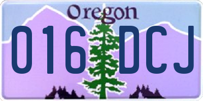 OR license plate 016DCJ