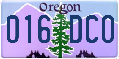 OR license plate 016DCO