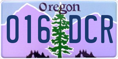 OR license plate 016DCR