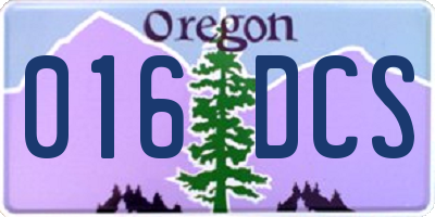 OR license plate 016DCS