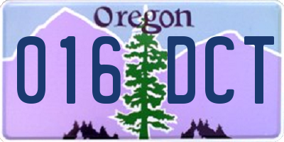 OR license plate 016DCT