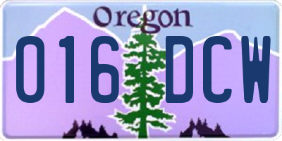 OR license plate 016DCW