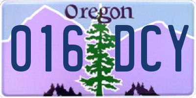 OR license plate 016DCY