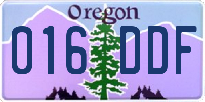 OR license plate 016DDF