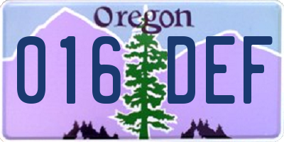 OR license plate 016DEF