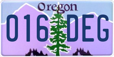 OR license plate 016DEG