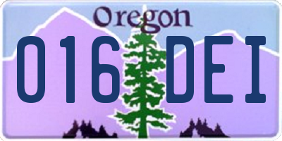 OR license plate 016DEI