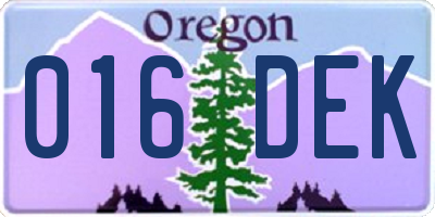 OR license plate 016DEK