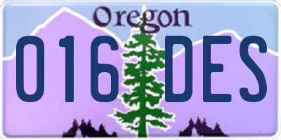OR license plate 016DES
