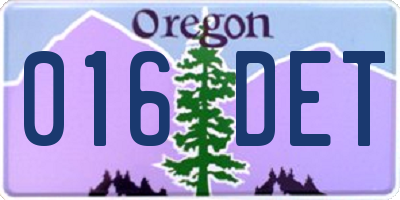 OR license plate 016DET